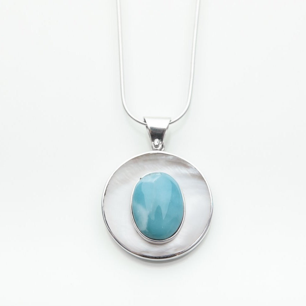 Mother Perl Larimar Pendant