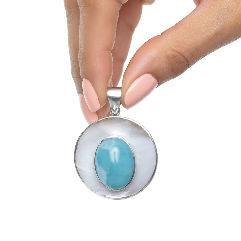Mother Perl Larimar Pendant