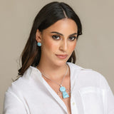 Round Blue Larimar Bold Studs Earrings