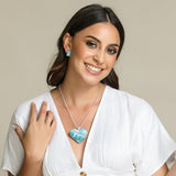 Square Larimar stone Clip on earrings