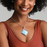 Square shape Larimar pendant