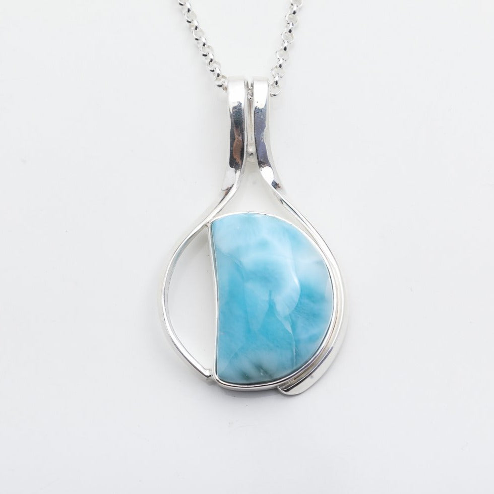 Larimar hotsell crescent pendant by Larimarandsilver, Little Mermaid Moon - Larimar moon pendant/blue moon/fast delivery larimar jewelry/teen gift