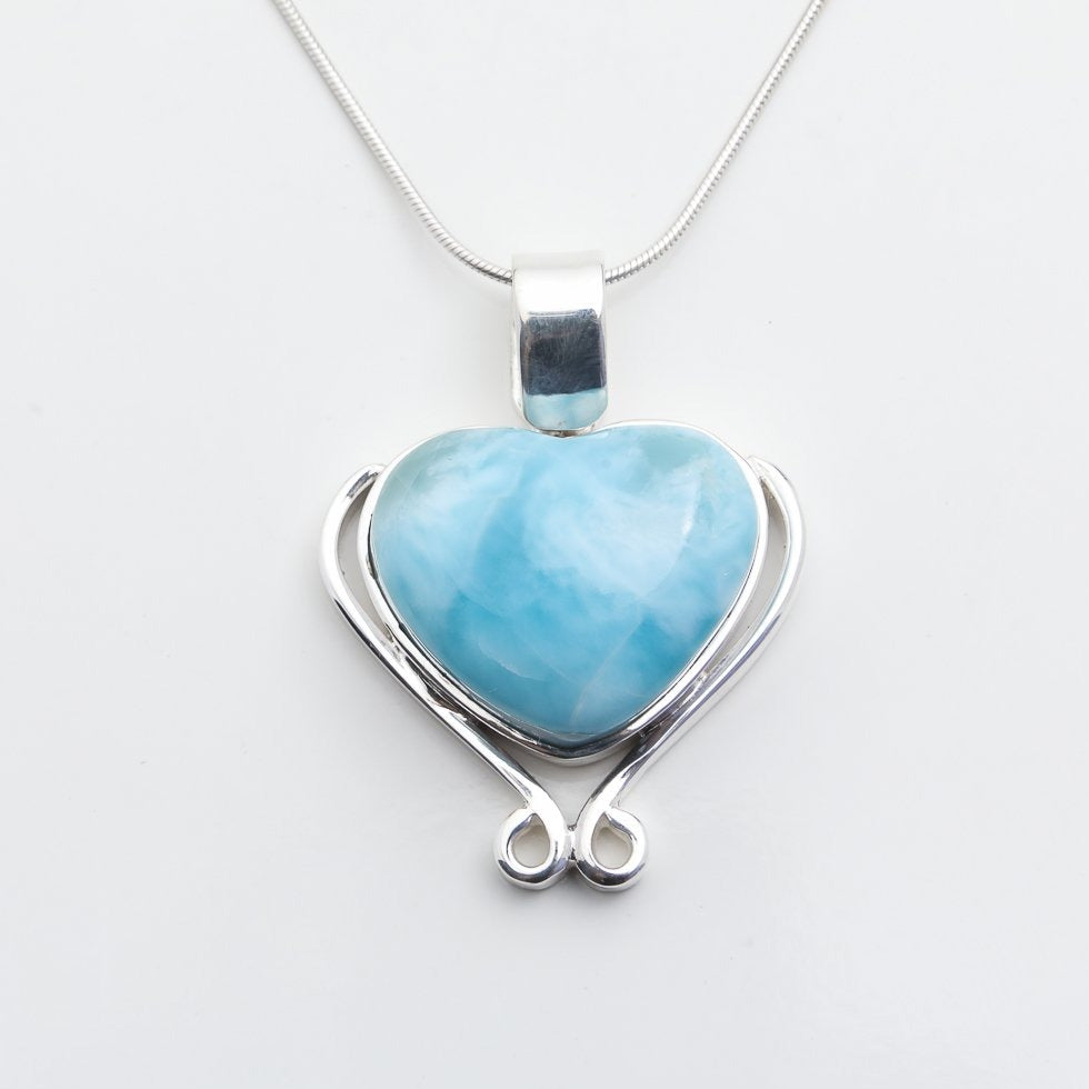 Larimar Heart Pendant, Elsa