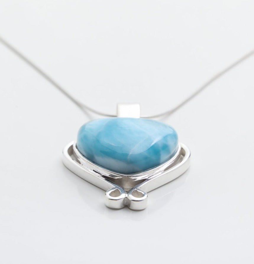 Larimar Heart Pendant, Elsa