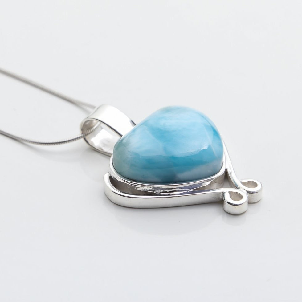 Larimar Heart Pendant, Elsa