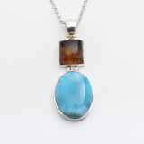 Larimar and Amber Pendant, Ivone