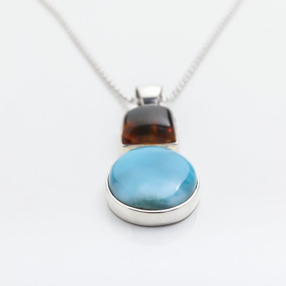 Larimar and Amber Pendant, Ivone