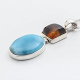 Larimar and Amber Pendant, Ivone