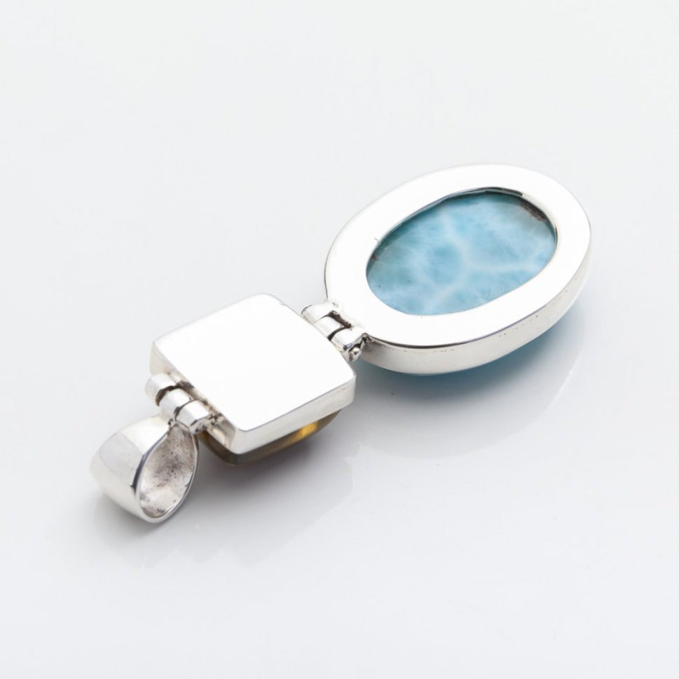 Larimar and Amber Pendant, Ivone