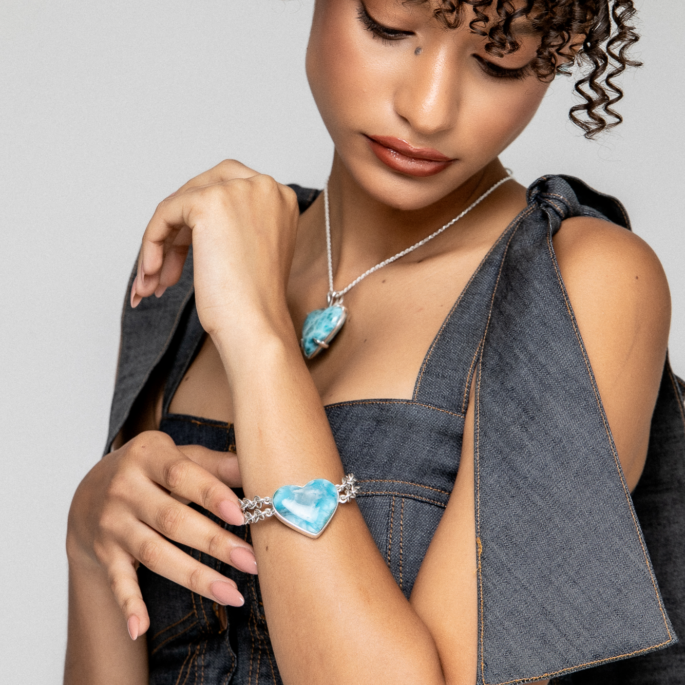 Larimar Catalina Heart Bracelet