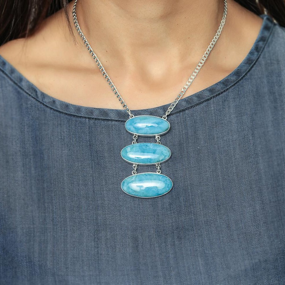 Dominican Larimar necklace silver