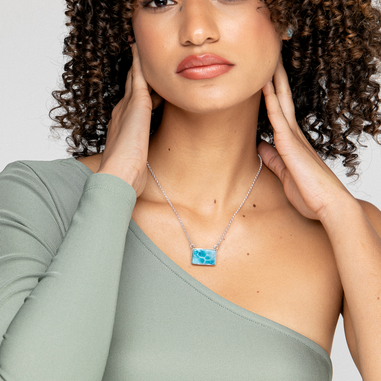 Larimar Square Necklace