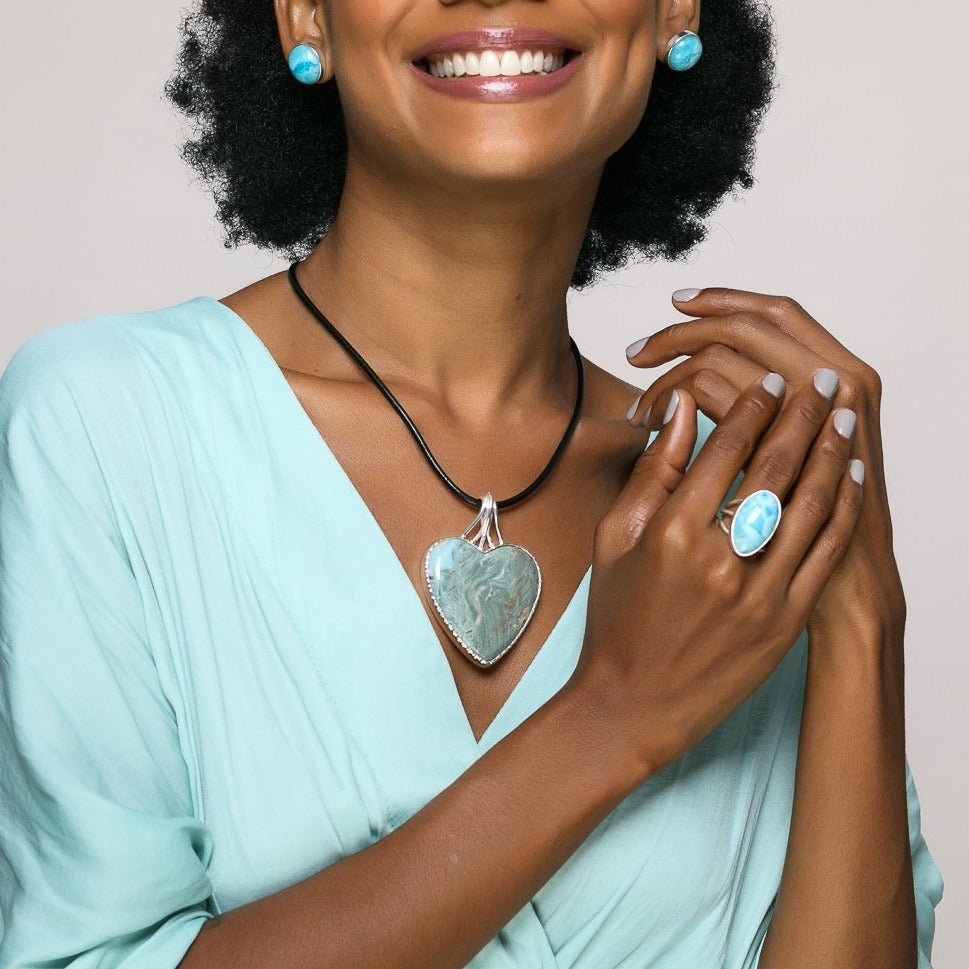 Larimar Heart Specimen Pendant, Philza