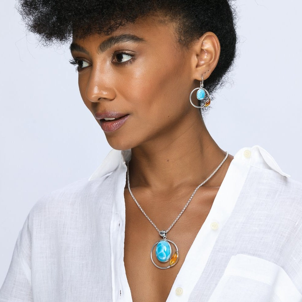 Larimar Amber Earrings Isleña