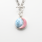 Pink Conch and Larimar Charm