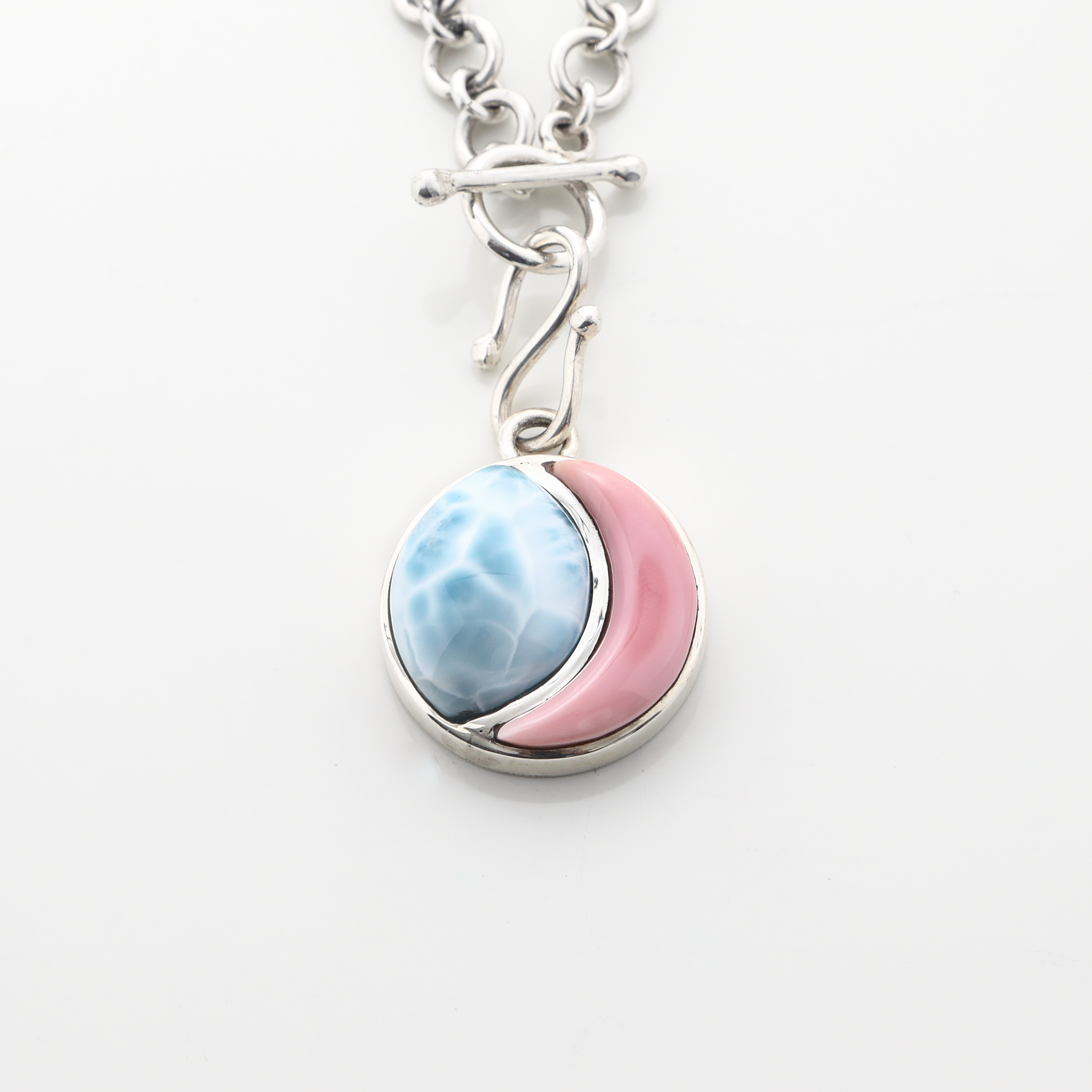 Pink Conch and Larimar Charm
