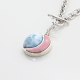 Pink Conch and Larimar Charm
