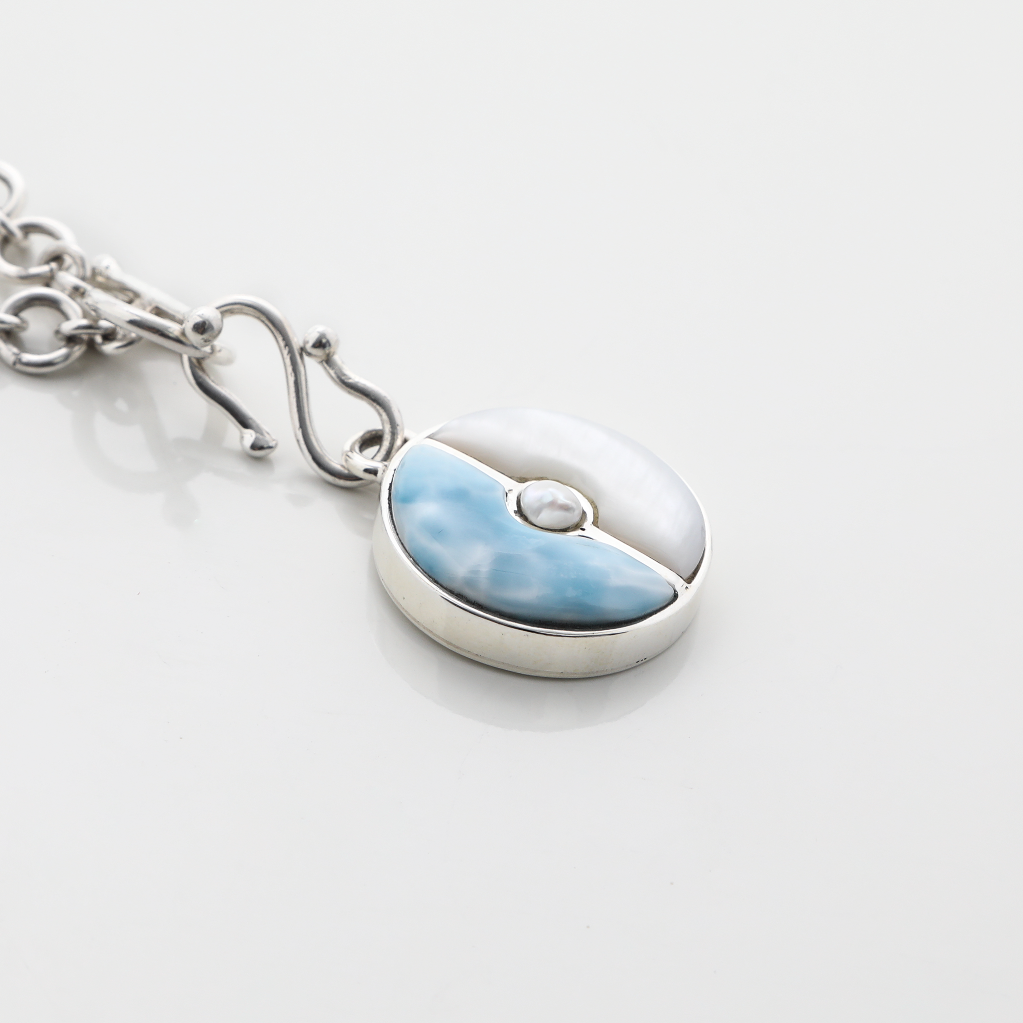Larimar and Pearl Charm