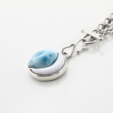 Moon Shaped Pearl and Larimar Charm
