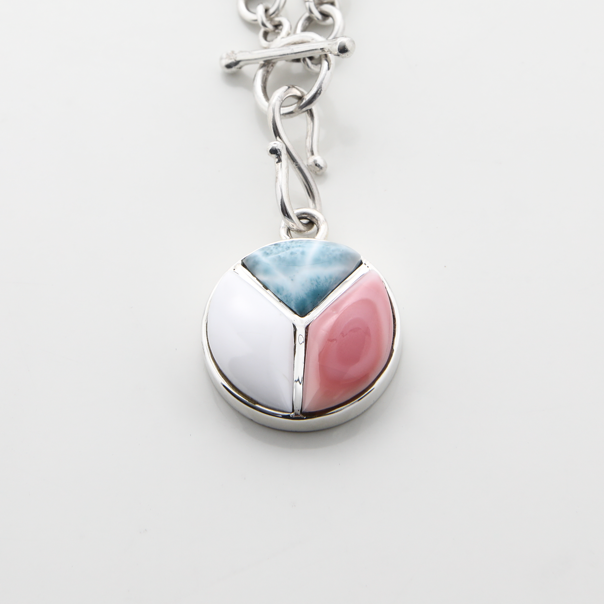 Pink Conch and Larimar Charm
