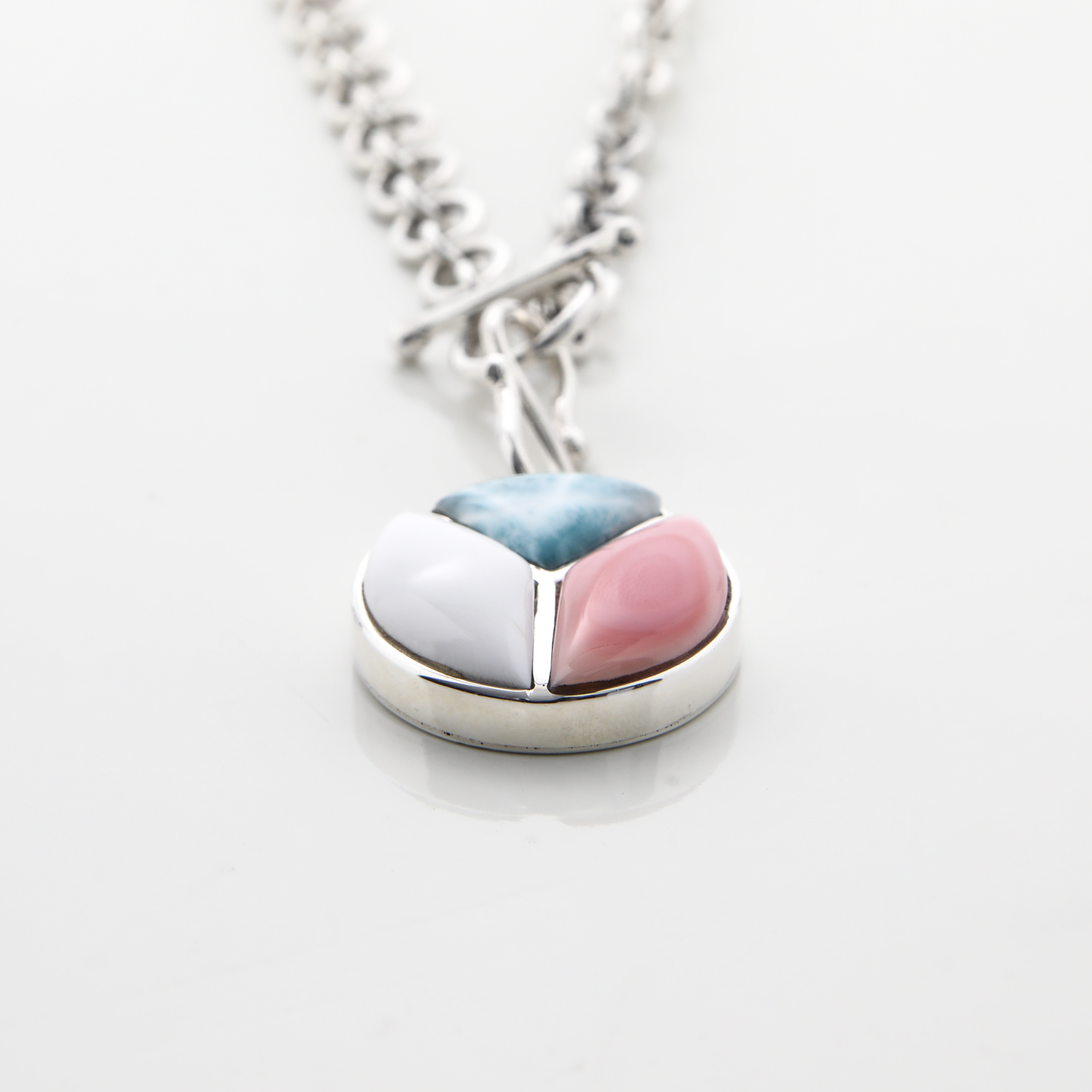 Pink Conch and Larimar Charm