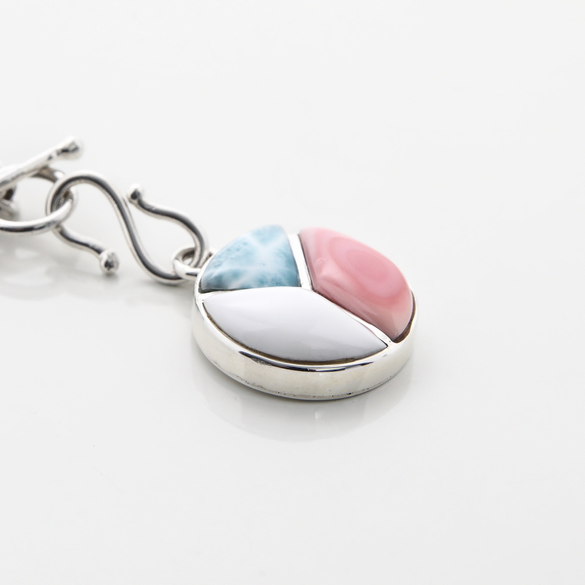 Pink Conch and Larimar Charm