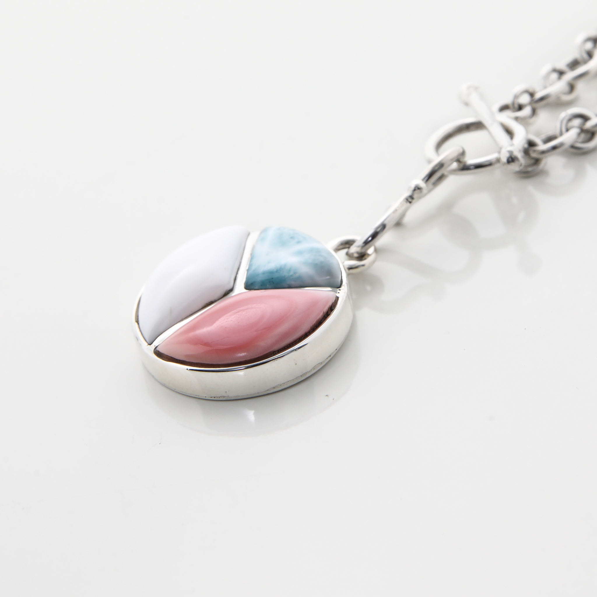 Pink Conch and Larimar Charm