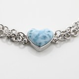 Larimar and Silver Heart Bracelet