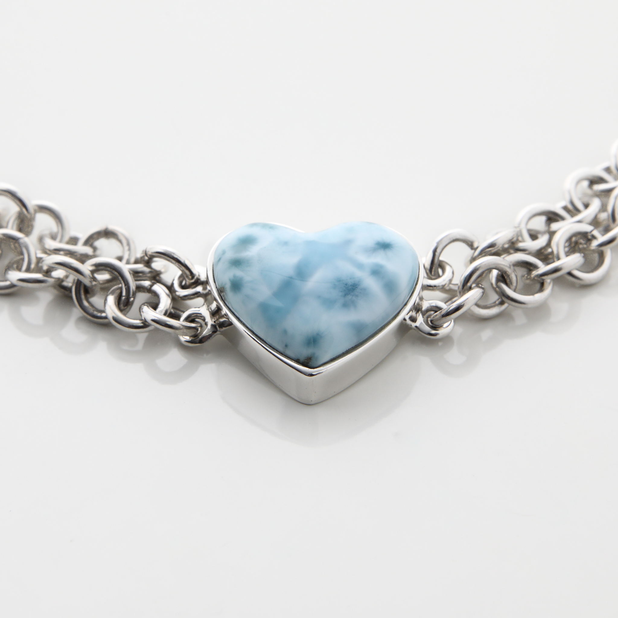 Larimar and Silver Heart Bracelet