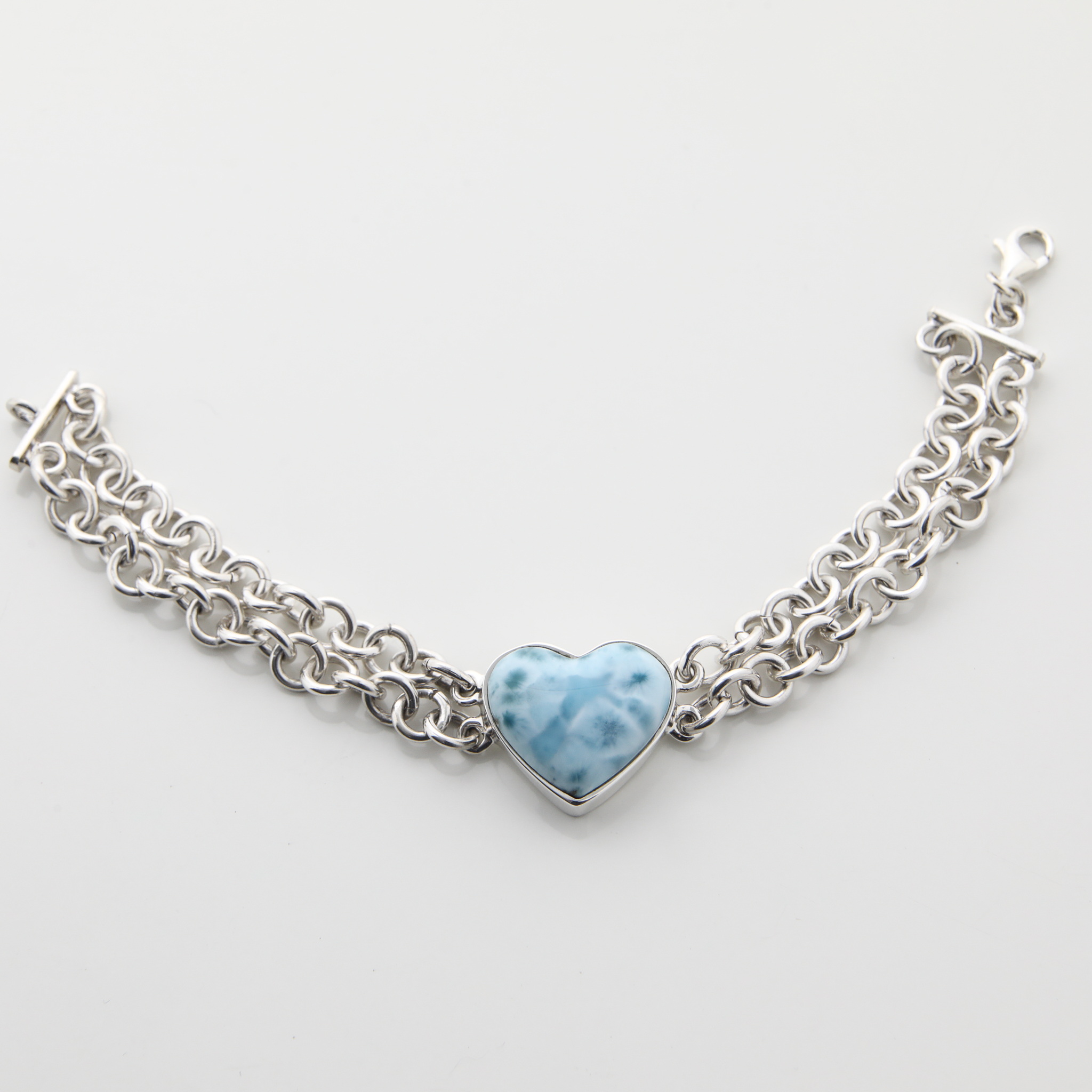 Larimar and Silver Heart Bracelet