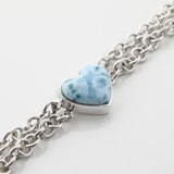 Larimar and Silver Heart Bracelet