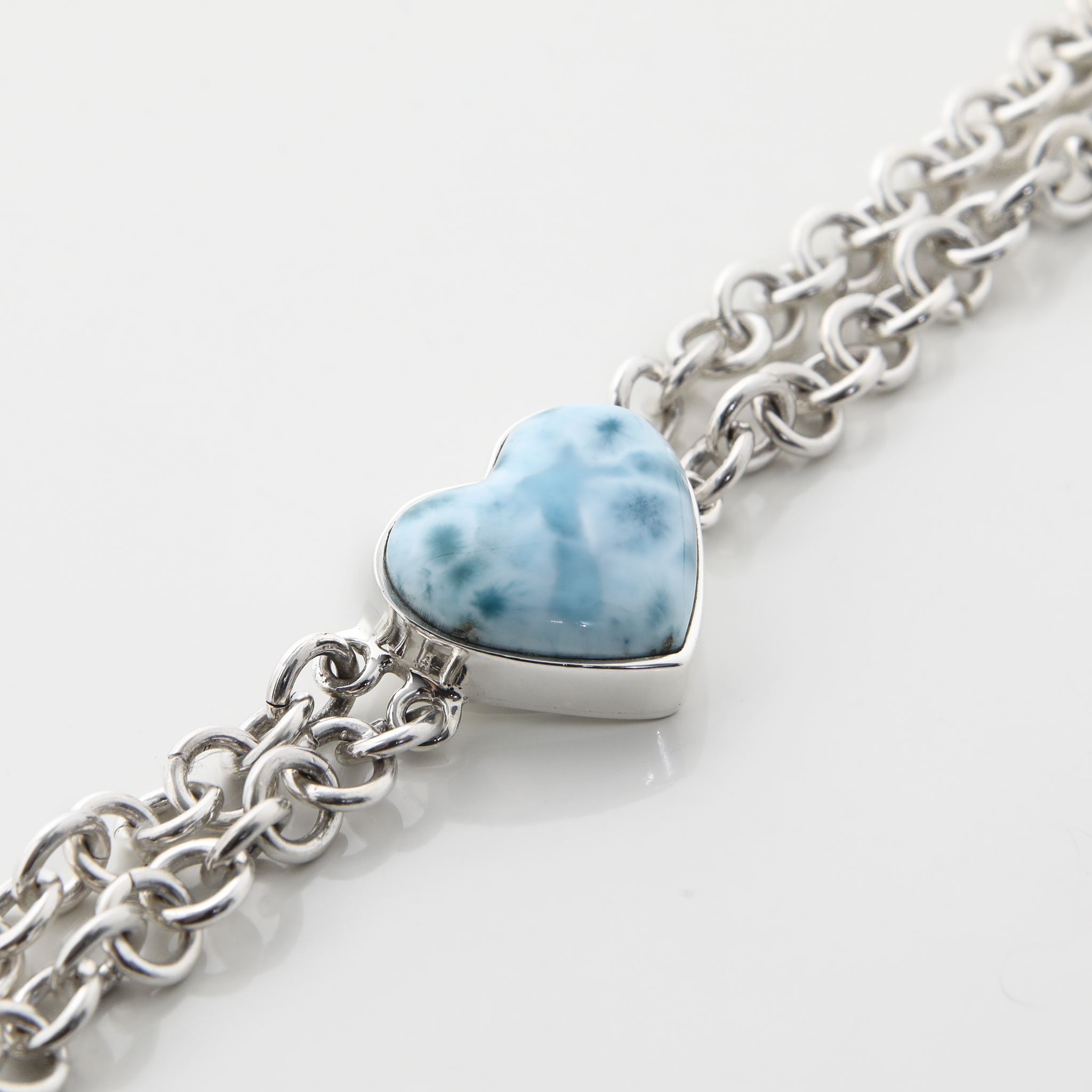 Larimar and Silver Heart Bracelet