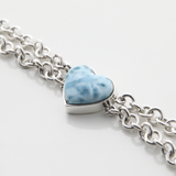 Larimar and Silver Heart Bracelet