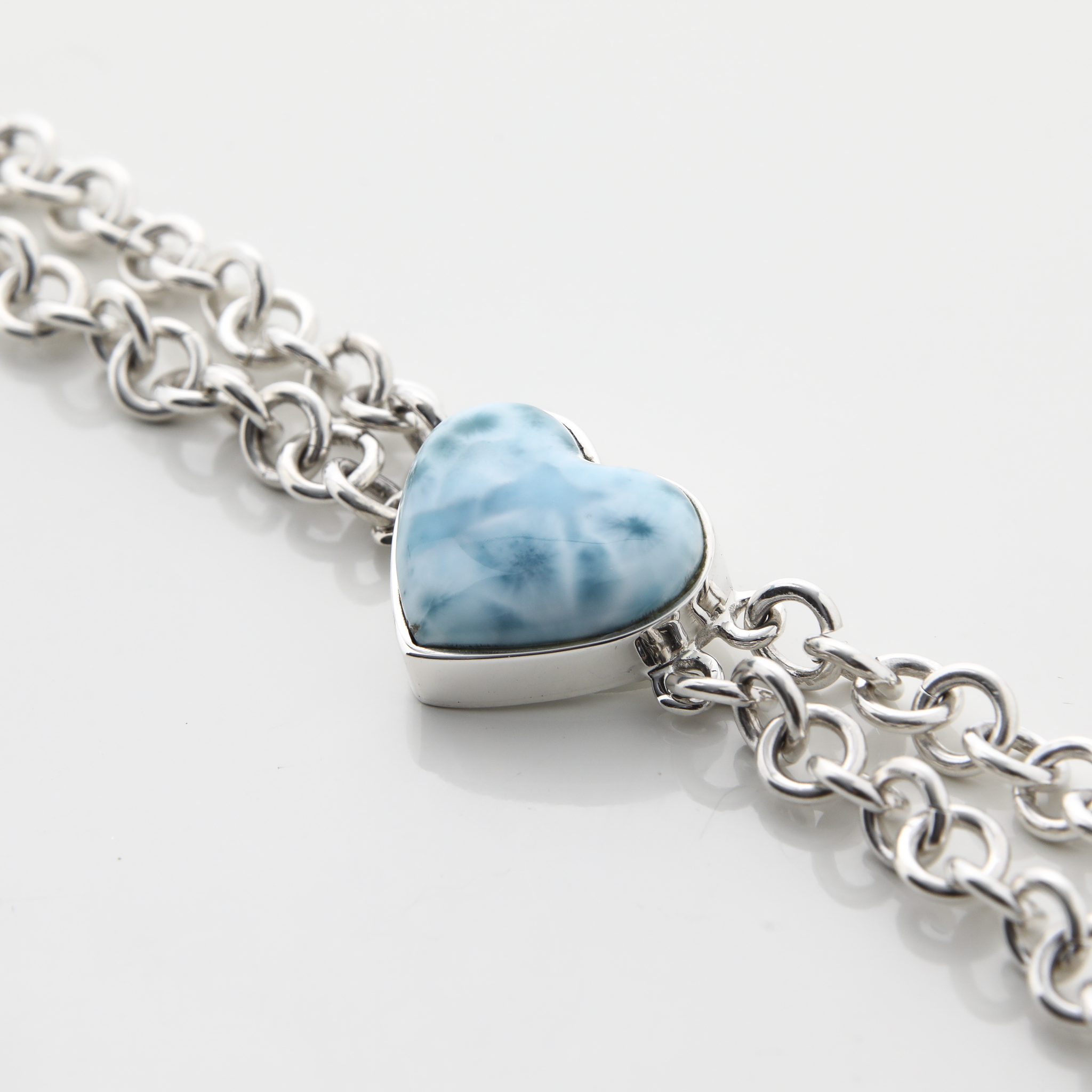 Larimar and Silver Heart Bracelet