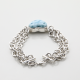 Larimar and Silver Heart Bracelet