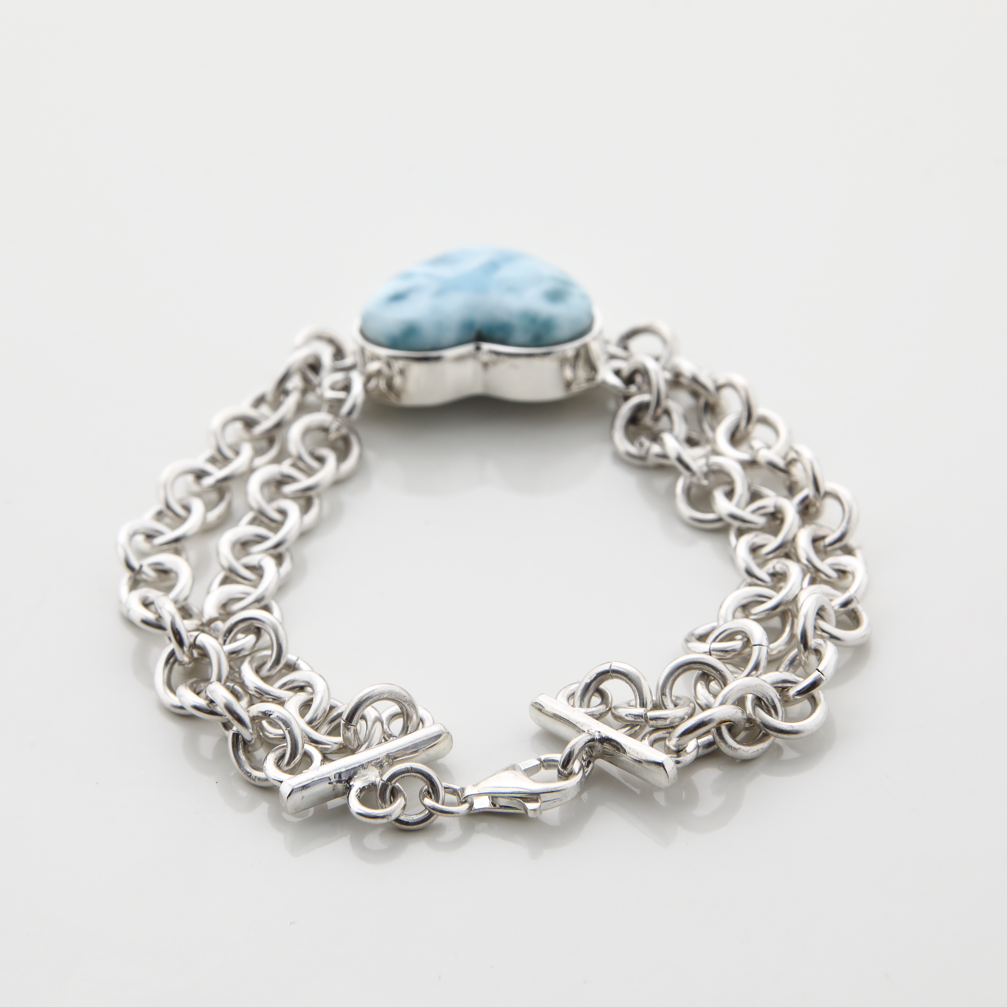 Larimar and Silver Heart Bracelet