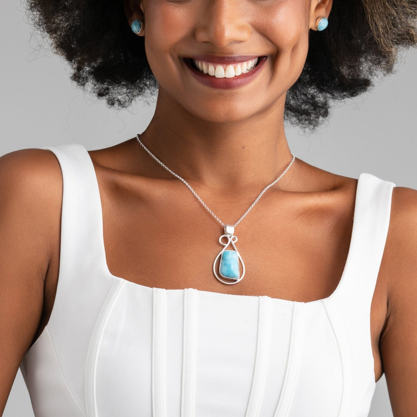 Blue Larimar Pendant Adele by The Larimar Shop