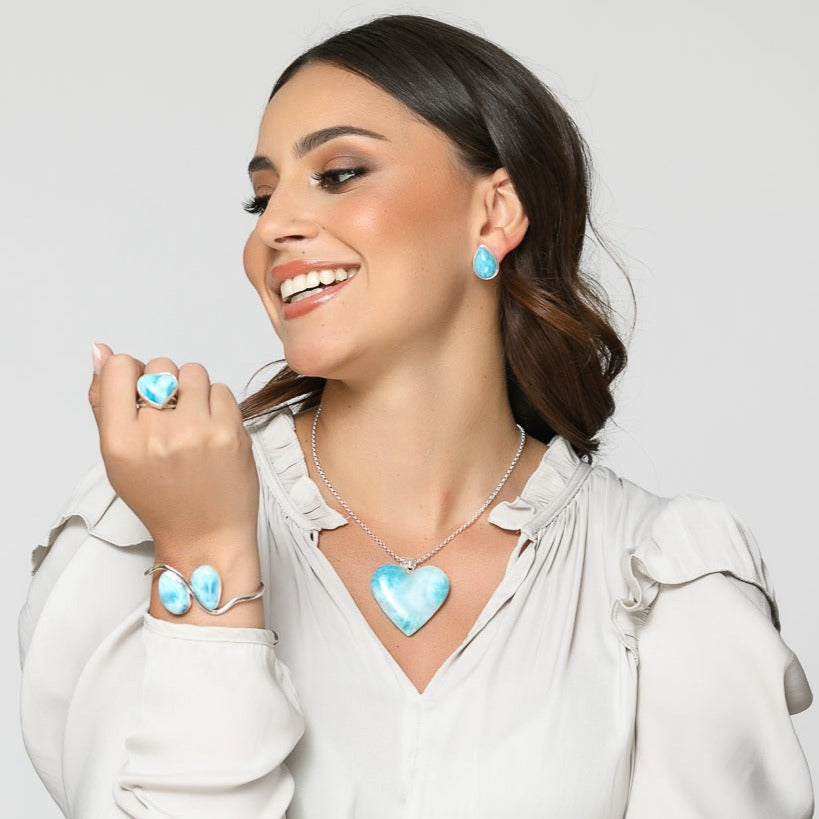 Teardrop Larimar Earrings, Oona