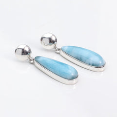 Teardrop Larimar Earrings, Eliza