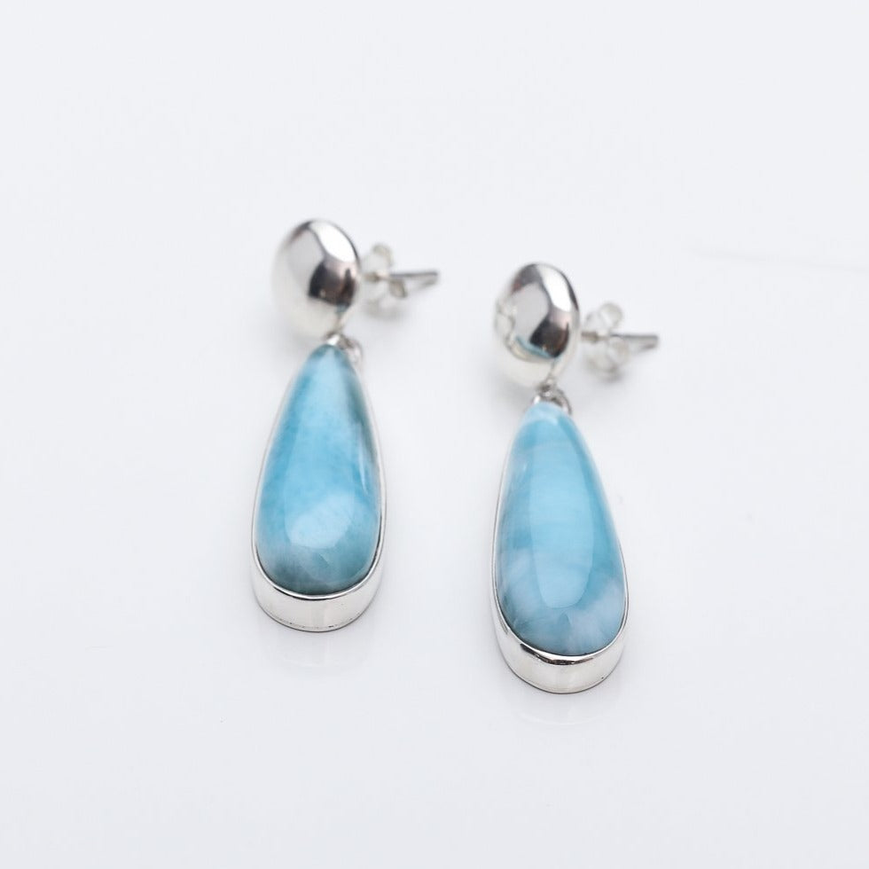 Teardrop Larimar Earrings, Eliza