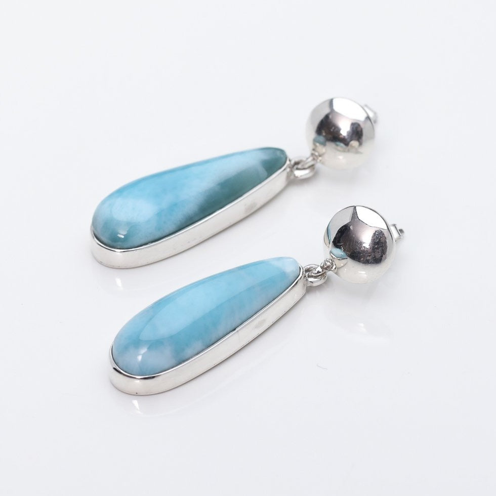 Teardrop Larimar Earrings, Eliza