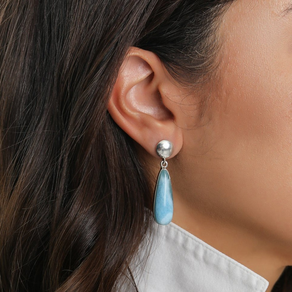 Teardrop Larimar Earrings, Eliza