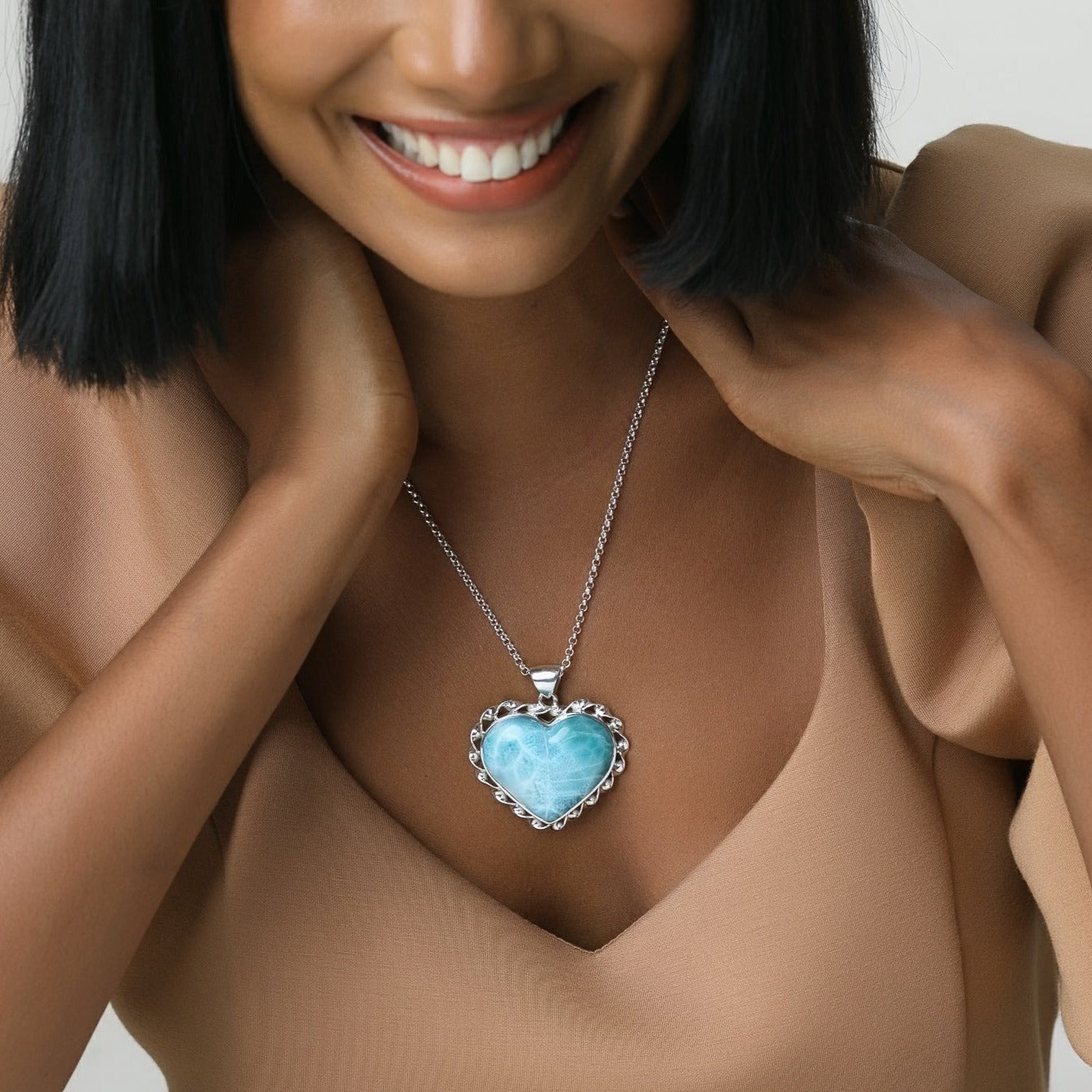 Larimar Heart Pendant, Olivia