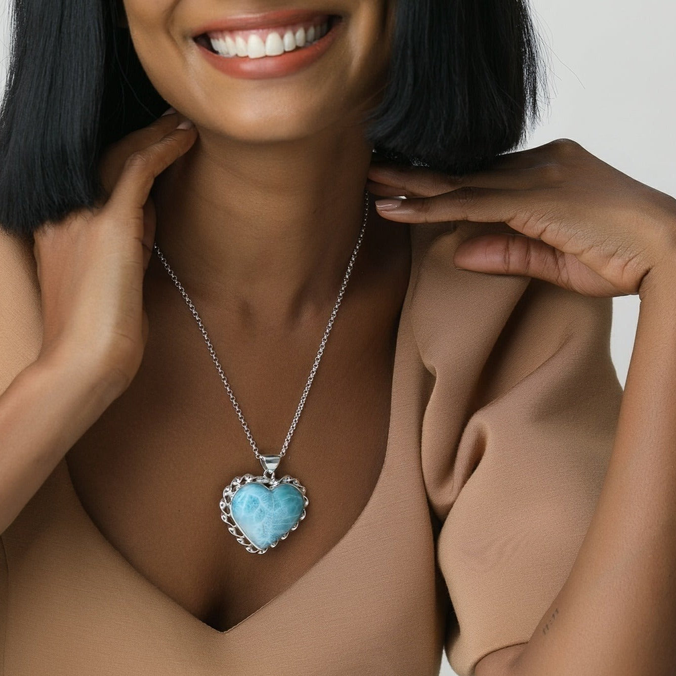 Larimar Heart Pendant, Olivia