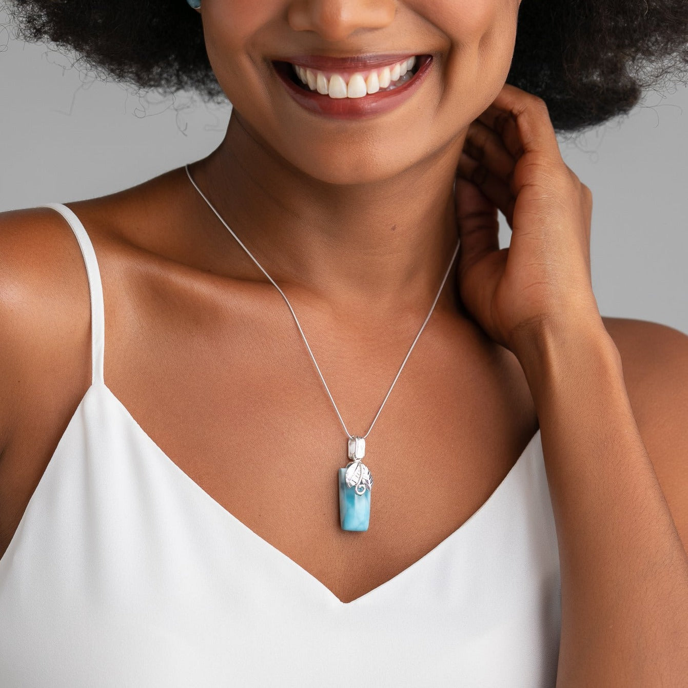Larimar Pendant Necklace Clover
