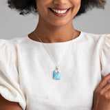 Square Larimar Pendant Flora