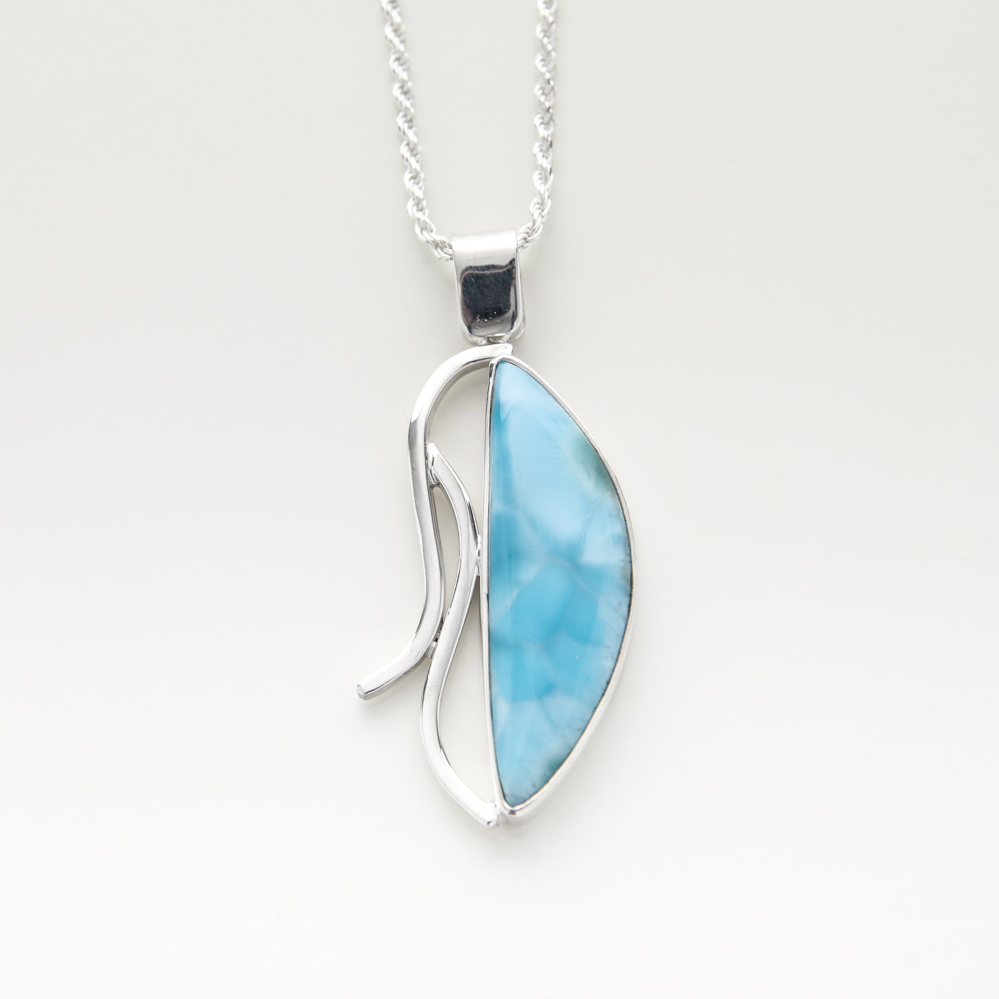 Volcanic Blue Larimar Stone Pendant
