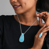 Volcanic Blue Larimar Teardrop Necklace