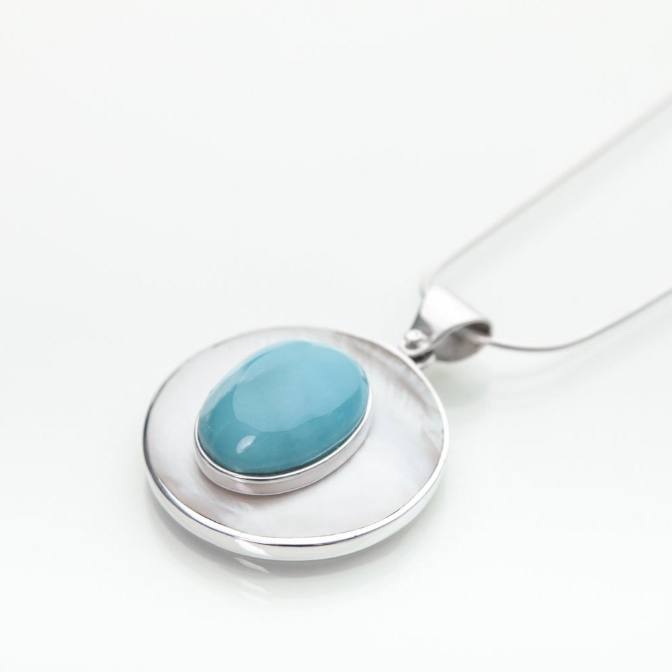 Mother Perl Larimar Pendant