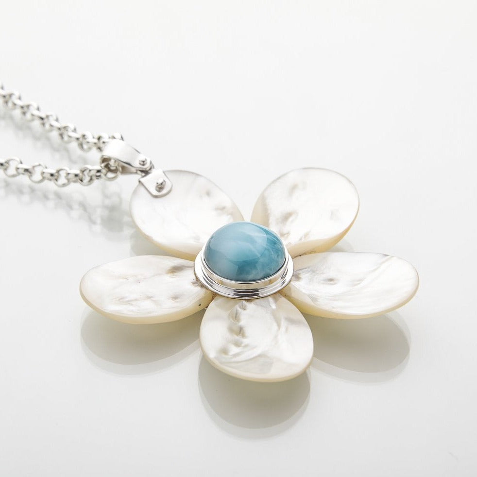 Larimar Flower Pendant, Gail